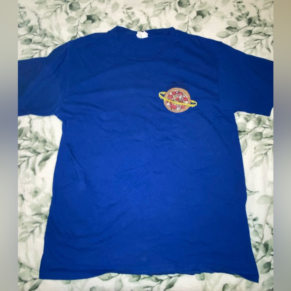 womens medium toystory shirt "i am from planet pizza"